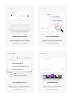 four screens showing different types of webpages and the same screen size as well as text