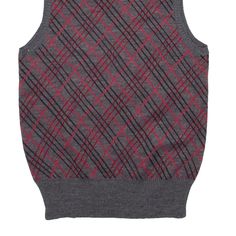 Item is in good used condition. Contains 50% wool. >Size: XXS >Armpit To Armpit: 15" >Armpit To Cuff: N/A" >Collar To Hem: 20" Fitted Wool Knitted Top, Fitted Knit Sweater Vest For Winter, Fitted Wool Vest Top, Casual Wool Sleeveless Vest, Casual Sleeveless Wool Vest, Fitted Sleeveless Gray Sweater Vest, Fitted Wool Sleeveless Sweater Vest, Fall Argyle Pattern Sleeveless Sweater Vest, Casual Wool Sleeveless Sweater Vest