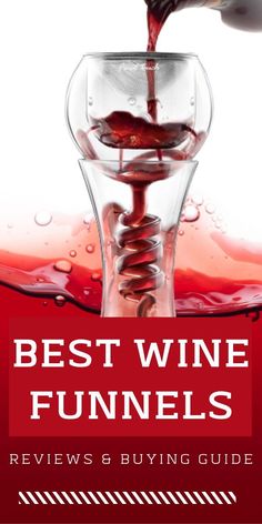 a person pouring wine into a glass with the words best wine funnels