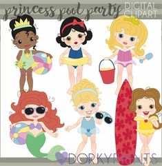 digital clipart princesses party clipart