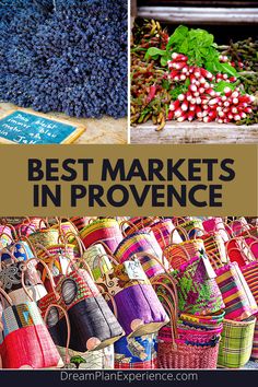 colourful woven baskets, lavender, radishes at a market in provence Provence Market, Provence France Travel, Aix En Provence France, French Travel, France Itinerary, Paris France Travel, Market Day, France Travel Guide, Southern France