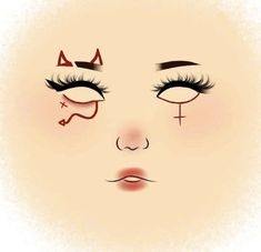 Halloween Makeup Looks Drawing, Scream Make Up Looks, Devil Makeup Look Easy, Simple Devil Makeup Halloween, Maquillaje Halloween Aesthetic, Devil Makeup Halloween Easy, Boceto Makeup Egirl, Cute Halloween Makeup Easy