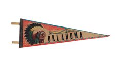 Oklahoma Felt Flag Pennant // ONH Item 11314 Felt Flag, Old New House, Reference Photos, Oklahoma, Coming Out, Rust, Stitching, Im Not Perfect, Flag