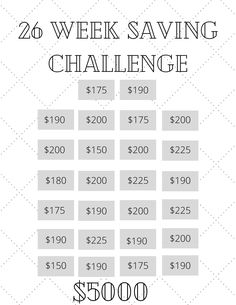 the pricing sheet for this week's challenge is shown in black and white, which includes