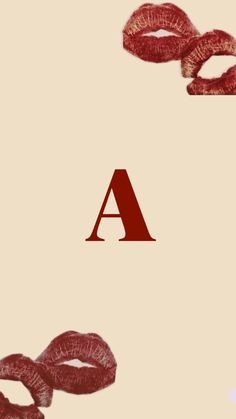 the letter a is surrounded by red lipstick