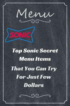 Sonic secret menu Secret Menu Items, Drink Menu, Sonic, You Must