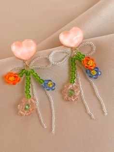 Beads Bouquet, Cute Type, Beaded Bouquet, Diy Beaded Rings, Flowers Heart, Outfits Curvy, Outfit 2022, Flower Drop Earrings, Jewerly Beads