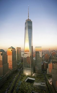 an aerial view of the world trade center in new york city