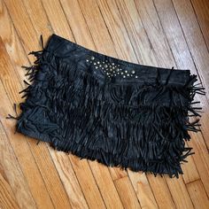 Limited Edition Doma 100% Lambskin Leather Fringe Mini Skirt, Size Large. Made In Argentina, With Tags On! Featuring Hand-Studded Bronze And Silver Details Along The Front Waistline, And Doma Metal Tag On The Back. Brand New, Super Soft Buttery Lambskin Skirt Available In Size L. 16.5" Across The Top (For ~33" Waist), ~13" Long. Slight Tear At The Base Of The Zipper Inside, Tied Off & Not Visible; Otherwise, Perfect Condition. Fringe Mini Skirt, Mini Skirt Black, Metal Tag, Metal Tags, Leather Fringe, Skirt Black, Lambskin Leather, Favorite Outfit, Mini Skirt