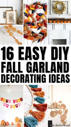 16 Easy DIY Fall Garland Decorating Ideas Diy Fall Banner For Fireplace, Fall Birthday Party Decorations Easy Diy, Thanksgiving Wall Decorations Diy, Fall Diy Garland Decor, Easy Diy Fall Garland, Fall Window Decor Ideas, Diy Fall Decor Kids, Homemade Fall Garland, Dollar Tree Fall Garland Diy