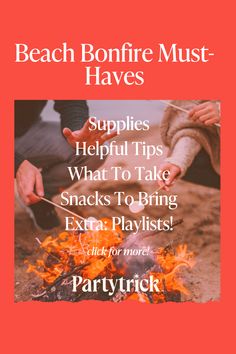 the cover of beach bonfire must haves, with two people cooking over an open fire