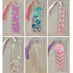 four different paper flowers and tassels are shown in this collage with the words make wish written on them