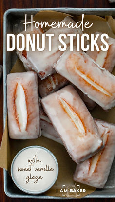 homemade donut sticks with sweet vanilla glaze