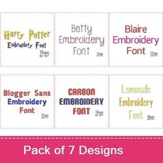 Harry Potter & Block Fonts Embroidery Font Pack