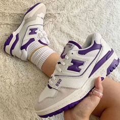 New Balance 550 White, Trendy Shoes Sneakers, Dr Shoes, Pretty Shoes Sneakers, Purple Sneakers, Cute Nike Shoes, Fresh Shoes, Cute Sneakers, Purple Shoes