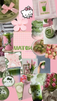 Study Aesthetic Pink, Study Aesthetic, Aesthetic Pink, Matcha Latte, Green And Pink, Pink And Green, Matcha, Cute Wallpapers, Wallpapers