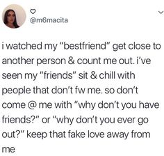 a tweet with the caption i watched my best friend get close to another person & count me out