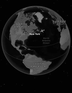 a black and white photo of the earth with two lines in each direction that show where north america is