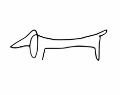 a line drawing of a dachshund dog