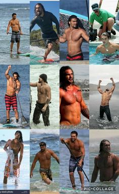 many different pictures of men in the water