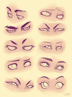 an anime character's eyes and eyebrows are shown in this drawing lesson, which shows how