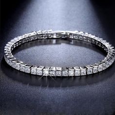 Brand New Men's Platinum & Square Diamond Tennis Bracelet Details: Size 7" Width 5mm Real Platinum Plated 925 Sterling Silver Genuine 2ct Lab Created Radiant Cut Square Diamonds Retail Price $350 Buy With Confidence From A Top Rated Seller With A 99%+ Feedback Rating! A0274 (Id-343) Spinner Wedding Rings, Layered Cross Necklace, Double Chain Bracelet, Leather Choker Necklace, Wrist Wear, Diamond Tennis Bracelet, Skull Bracelet, Silver Chain Bracelet, Mens Leather Bracelet