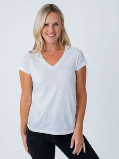 Say goodbye to fashion fatigue and hello to the Women's Essentials V-Neck 5-Pack. Featuring a colorful assortment of v-neck tees in classic colors. Made with StratuSoft, our super soft cotton-poly fabric Apparel designed to keep its color, collar, and fit, wash after wash Free exchanges and no-hassle 100-day returns Unsung Hero, Tape Measures, White Crew Neck, Women Essentials, All White, Polished Look, V Neck Tee, Winter Women, Black Tee