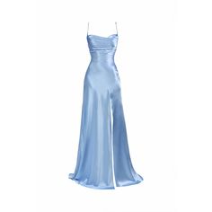 Blue Satin Prom Dress, Dress Baby Blue, Blush Maxi Dress, Baby Blue Dresses, Blue Silk Dress, Silk Dress Long, Grad Dresses, Pink Blush, Prom Dresses Blue