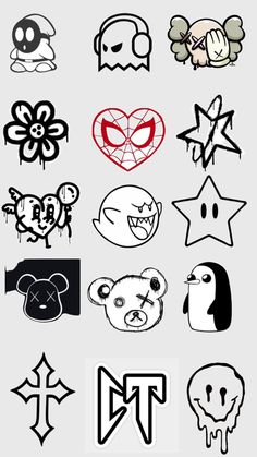 various types of stickers are shown in this graphic design set, with different shapes and sizes