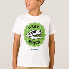 T-Rex Ranch Kids T-Shirt with Dinosaur - tap, personalize, buy right now! #toylabtv #t-rex #ranch #kids #dinosaur