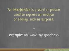 a blackboard with writing on it that says an intersection is a word or phrase used to express an emotion or feeling, such as surprise