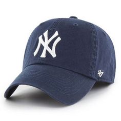 This '47 Franchise fitted hat is the perfect game day staple. It features a simple design that allows the understated New York Yankees embroidery to be the focal point. Pair this cap with a spirited New York Yankees tee or shorts for a head-to-toe fan-forward getup. Officially licensed Imported Embroidered graphics with raised details Brand: '47 Six solid panels with eyelets Curved bill Wipe clean with a damp cloth Fitted Material: 100% Cotton Unstructured relaxed fit Low Crown New York Yankees Hat, Ny Cap, Yankee Hat, Yankees Baseball Cap, Ny Hat, New York Yankee Hat, Yankees Cap, Yankees Hat, New York Yankees Logo