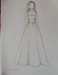 a drawing of a woman in a dress