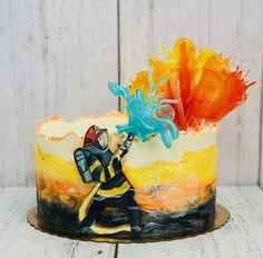 Firefighter Cake For Men, Fireman Cake Ideas, Fire Cake Ideas, Firefighter Birthday Cake, Flame Cake, Firefighter Birthday Cakes, Firefighter Cake, Fire Fighter Cake, Fireman Cake