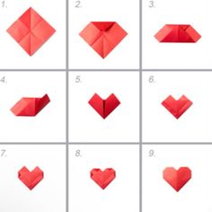 step by step instructions to make origami hearts for valentine's day with paper