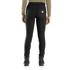 The hardest-working leggings out there. These women's Carhartt FR leggings fight sweat, dry fast, and resist odor all while keeping you covered from flash fires. Made from flame-resistant fabric that stretches for easy movement, with reinforced knees for long-lasting durability.Features11-ounce, 45% nylon / 44% modal / 7% nylon / 4% spandex FR high power Force ponteBuilt with Force® technology to wick sweat, dry fast, and fight odorsFastDry® technology keeps you cool for all day comfortMid-rise Black Carhart Leggings, Work Pants Women, Carhartt Womens, Cold Weather Gear, Carhartt Women, Winter Leggings, Pocket Leggings, Work Pants, Workout Pants