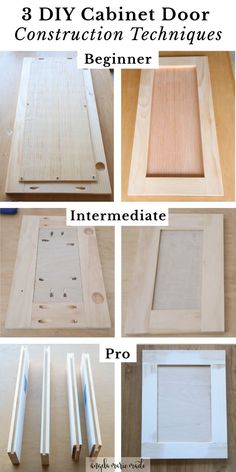 the instructions for how to make an easy cabinet door with construction techniques and woodworking