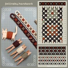 several different items are displayed on a table with the words fellinskiu, handwork