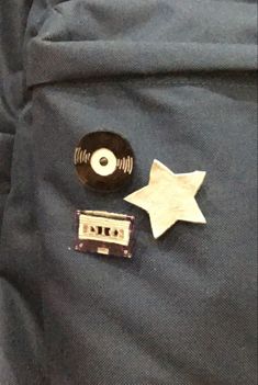 an old tape recorder and a star on a blue jacket