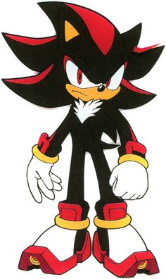 an image of a cartoon character in black and white with red accents on his face