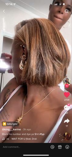 Honey Brown Short Hair Black Women, Chocolate Brown Bob Black Women, Short Hair Color Ideas Black Women, Honey Blonde Short Hair Black Women, Copper Bob Black Women, Honey Blonde Bob Black Women, Ginger Bob Black Women, Ginger Bob, Pressed Natural Hair