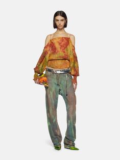 THE ATTICO "Deann" camouflage long pants The Attico Cargo Pants, Attico Cargo Pants, Multicolor Sequins, Pant Suits, The Attico, Pantsuits For Women, Wool Flannel, Wave Print, Stretch Velvet