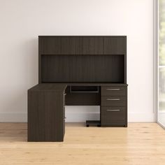 an office desk with two drawers and a file cabinet