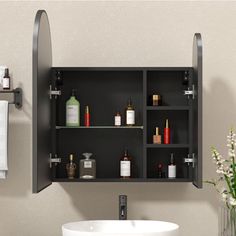 This double-arched bathroom medicine cabinet presents soft and flowing lines, exuding an elegant French vintage charm. It not only keeps your bathroom organized and clutter-free but also retains its alluring aesthetics. The cabinet showcases an eye-catching arched metal frame with dual doors, providing options for either wall mounting or recessed installation. The three adjustable interior tiers offer a convenient way to discreetly store all your bathroom necessities. With an arched mirror reach Bathroom Medicine Cabinet Mirror, Arched Bathroom, Cabinet Mirror, Wall Mounted Bathroom Cabinets, Arched Mirror, Medicine Cabinet Mirror, Bathroom Cabinet, Neat And Tidy, Bathroom Essentials