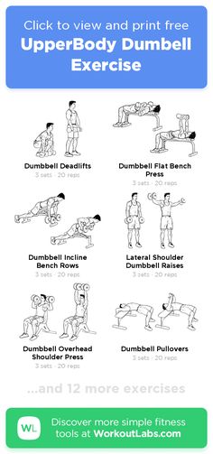 an exercise poster with instructions to do dumbbell exercises for the upper and lower body