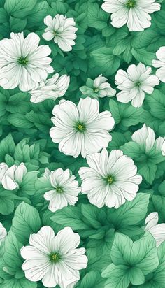 Emerald Green and White Flowers Aesthetic Background Illustration - Click to download 70+ similar high-quality images for free (personal and commercial use)! White Flowers Aesthetic, Emerald Green Flowers, Green And White Flowers, Sage Green Flowers, Healing Tones, Mint Green Flowers, Minimalist Pastel, Aesthetic Illustration, Flowers Illustration