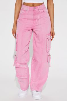 Available In Pink. Cargo Pant High Rise Button & Zip Closure Wide Leg Mineral Wash Stretch Hand Pockets Front & Back Disclaimer: Due To The Wash Process, Each Garment Is Unique. 100% Cotton Imported | Margot Mineral Wash Cargo Pant in Pink size XS by Fashion Nova Cargo Pants Pink, Men Jeans Pants, Jumpsuit Men, School Looks, Cargo Pant, Jeans Jumpsuit, New Wardrobe, Matching Dresses, Pink Fashion