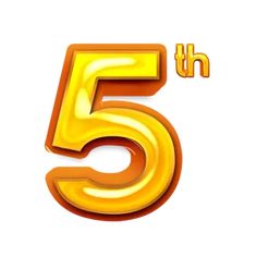 the number five is shown in orange and yellow colors on a white background with an inscription below it