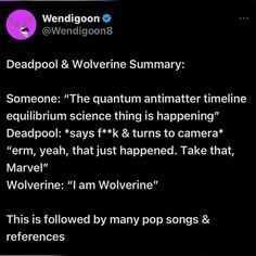 an image of someone's tweeting about deadpool and wolverine summary