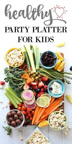 healthy party platter for kids with fruits and vegetables